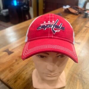 New Era Washington Capitals Red and White Mesh Trucker Cap